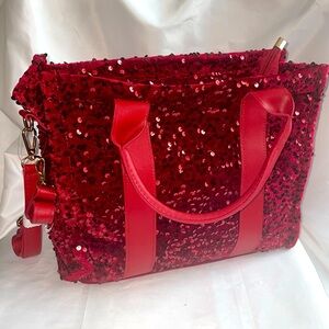 Red sequin handbag